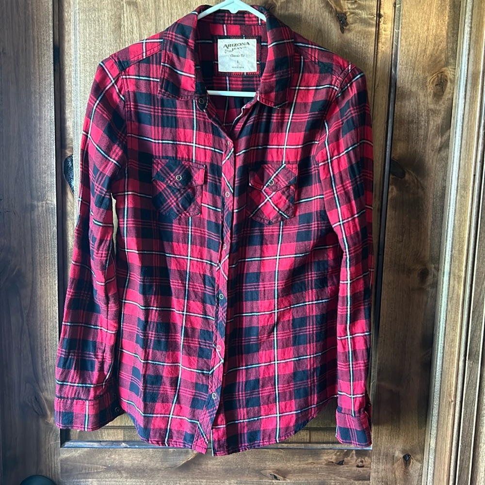 Red plaid button down